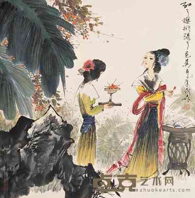 盖茂森 2001年作 红了樱桃绿了芭蕉 镜心 68×68cm